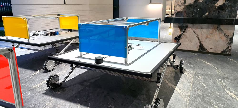 Two large mecanum-wheel ROS inspection platforms with aluminium frames